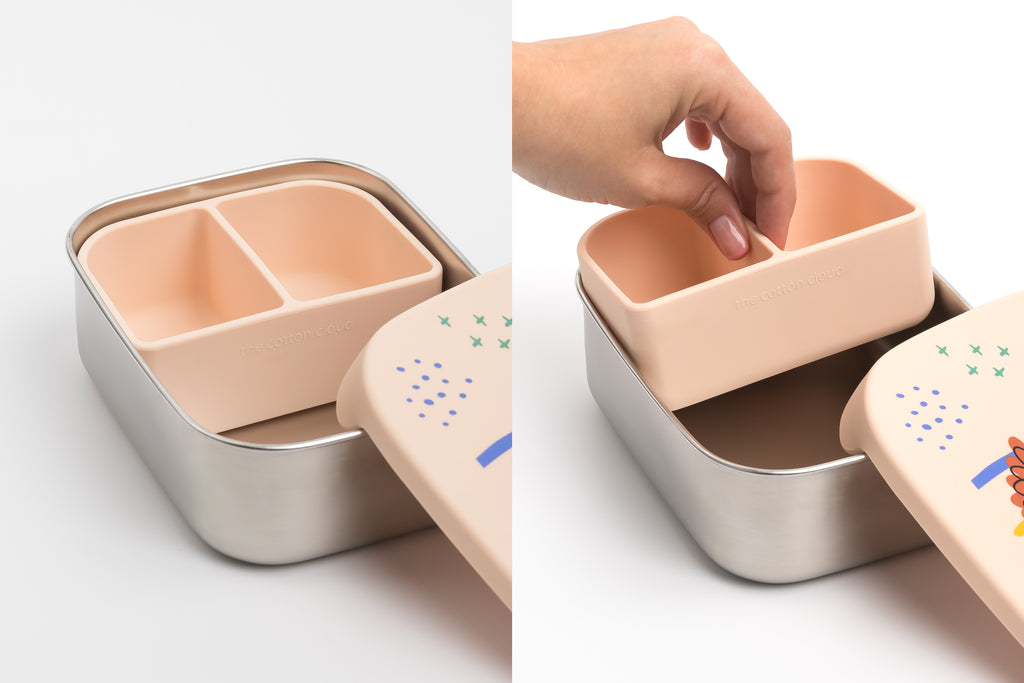 Kinder Lunchbox & Brotdose aus Edelstahl mit 3 Fächern - Wollikids
