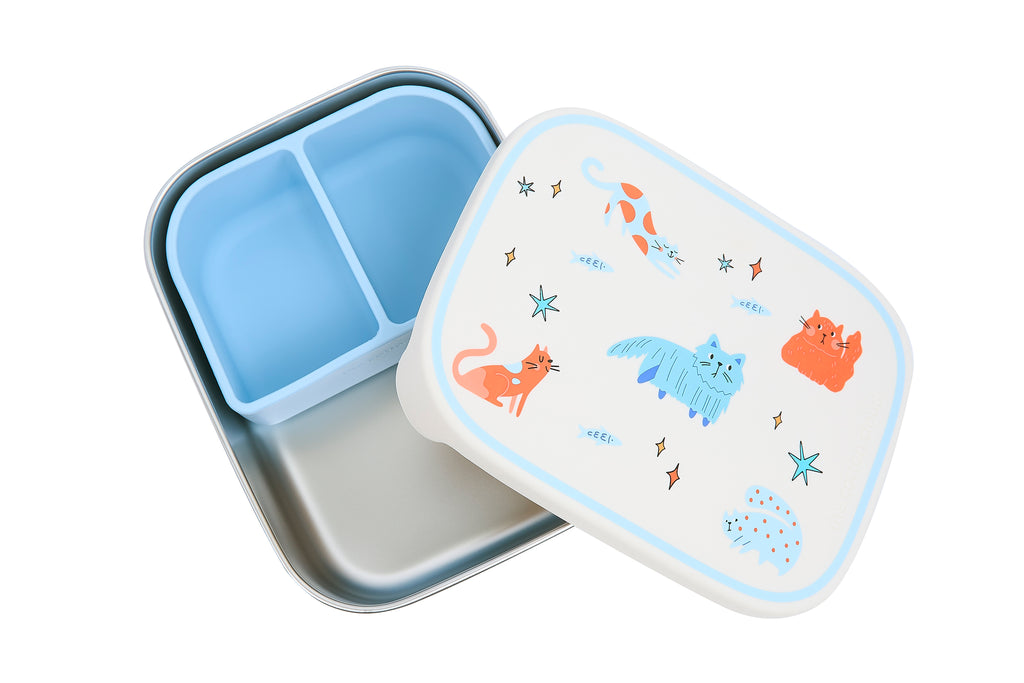 Kinder Lunchbox & Brotdose aus Edelstahl mit 3 Fächern - Wollikids